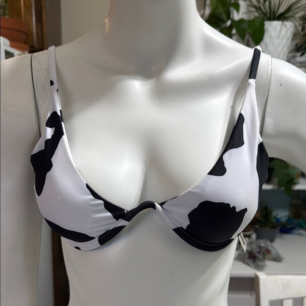 SHEIN size medium bikini tops times two cow print and black NWOT